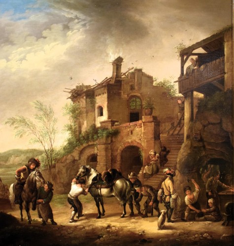 Horsemen Resting in the Village  Flemish Master, Mid-19th century - 
